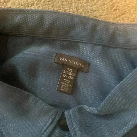 Van Heusen short sleeve blue strip dobby button up in size 5XL big and tall - Picture 2 of 5